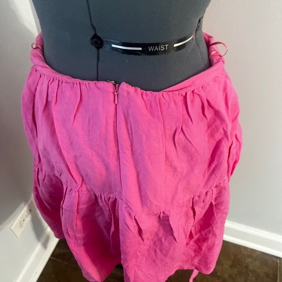 Bardot Sz M Bubblegum Pink Amelie Linen Blend Tiered Mini Dress w/ Bow NWOT - Picture 9 of 15